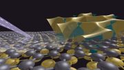 Crystalline Monoatomic Gold Layer Under Graphene