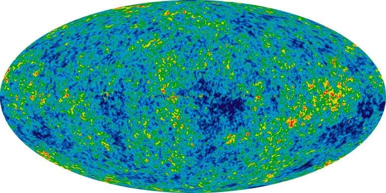 Heat Map of Temperature Fluctuations in the Cosmic Microwave Background (CMB)