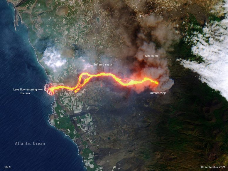 La Palma Lava Flows Into the Sea