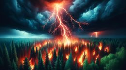 Lightning Igniting Forest Fire Art Concept