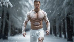 Man Fitness Snow Cold Art Concept