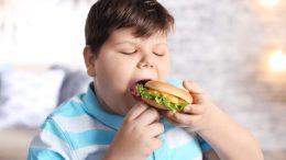 Obesity Overweight Boy Eating Burger