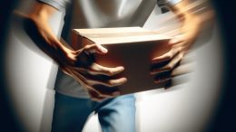 Person Shaking Cardboard Box