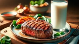 Steak Dinner With Milk