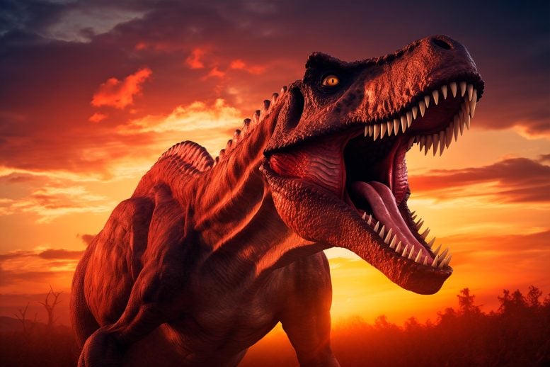 TRex Dinosaur Sunset Extinction Concept Art